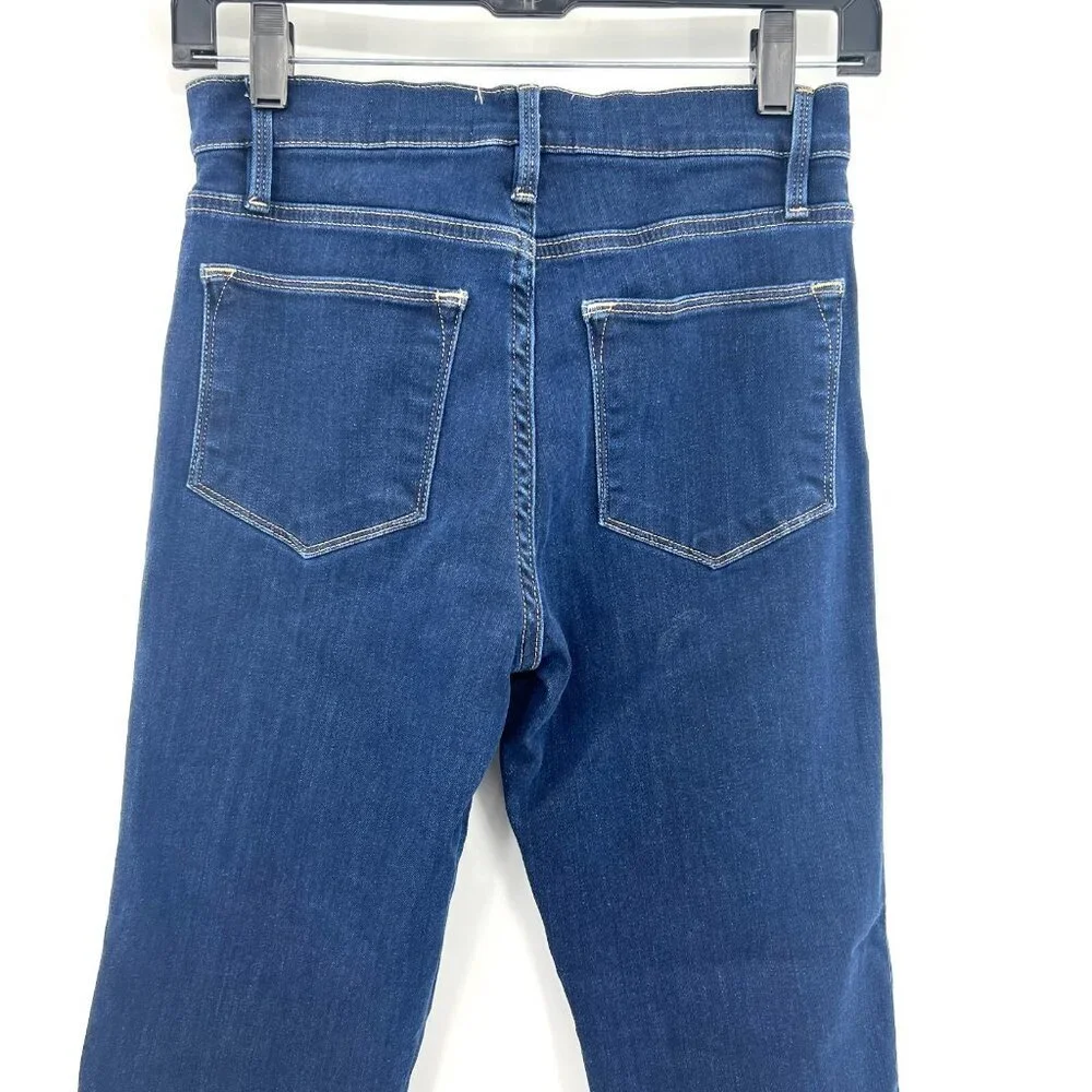 Frame Denim Le High Straight Dark Wash Frayed Hem Jeans Women's 26 Stretch - Picture 7 of 10